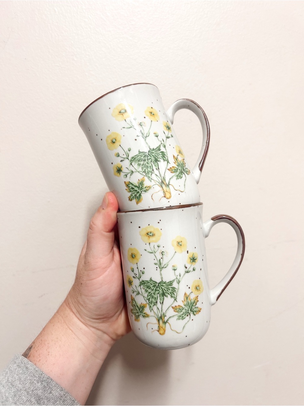 Vintage Japan Stoneware Buttercup Mug Set